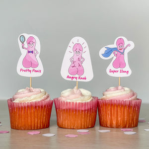 Penis Party Cake Toppers - 12 Pack