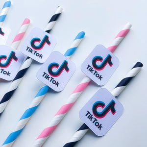 TikTok Inspired Party Paper Straws - 12 Pack