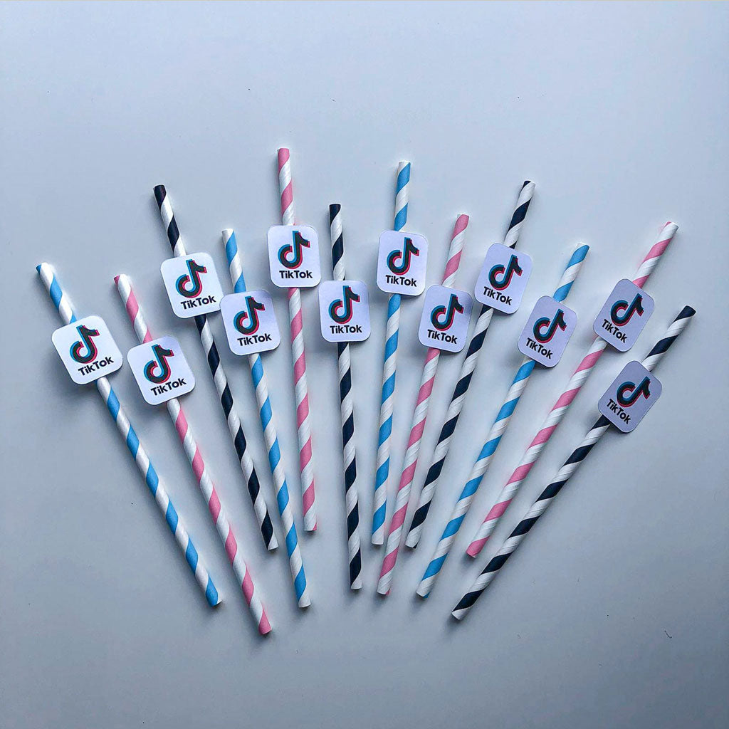 TikTok Inspired Party Paper Straws - 12 Pack